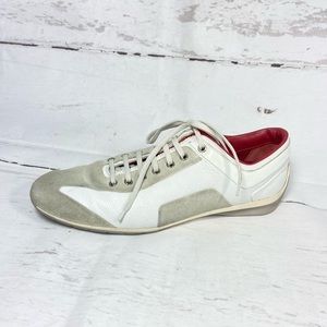 Ermenegildo Zegna Shoes Men’s 8.5 White/Gray Sneakers Suede/Leather 978.